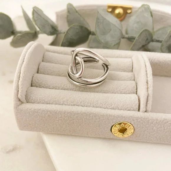 925 Sterling Silver Big Knot Statement Ring Dainty Adjustable Ring Twist Ring - Picture 5 of 10